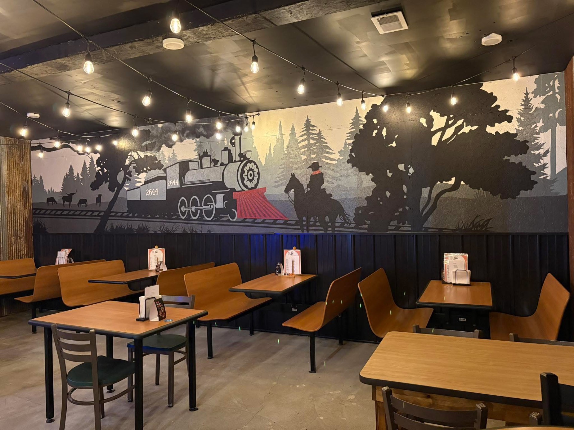 The Train Station dining room mural